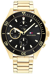 Tommy Hilfiger Larson Czarny/Stal w odcieniu złota Ø46 mm 1791919