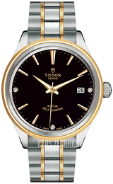 Tudor Style Czarny/18 karatowe żółte złoto Ø38 mm M12503-0006