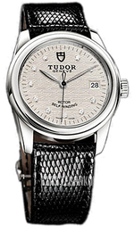 Tudor Glamour Date Srebrny/Skóra Ø36 mm 55000-SDIDBLZSP