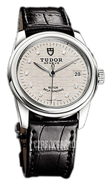 Tudor Glamour Date Srebrny/Skóra Ø36 mm 55000-SDIDSBLSP