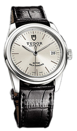 Tudor Glamour Date Srebrny/Skóra Ø36 mm 55000-SIDSBLS