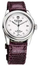 Tudor Glamour Date Biały/Skóra Ø36 mm 55000-WDIDPRLZS