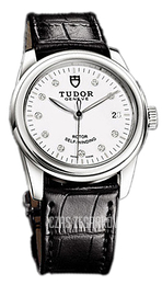 Tudor Glamour Date Biały/Skóra Ø36 mm 55000-WDIDSBLS
