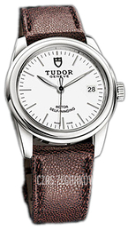 Tudor Glamour Date Biały/Skóra Ø36 mm 55000-WIDBRJLS