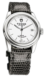 Tudor Glamour Date Biały/Skóra Ø36 mm 55000-WIDGLZS