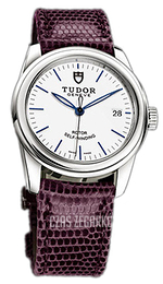 Tudor Glamour Date Biały/Skóra Ø36 mm 55000-WIDPRLZSP