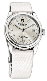 Tudor Glamour Date Srebrny/Skóra Ø36 mm 55010W-SDIDWLZS