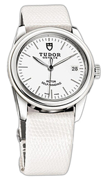 Tudor Glamour Date Biały/Skóra Ø36 mm 55010W-WIDWLZS