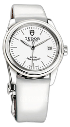 Tudor Glamour Date Biały/Skóra Ø36 mm 55010W-WIDWPLS