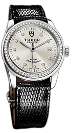 Tudor Glamour Date Srebrny/Skóra Ø36 mm 55020-SDIDBLZS
