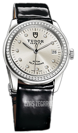 Tudor Glamour Date Srebrny/Skóra Ø36 mm 55020-SDIDBPLS