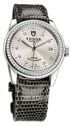 Tudor Glamour Date Srebrny/Skóra Ø36 mm 55020-SDIDGLZS