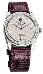 Tudor Glamour Date Srebrny/Skóra Ø36 mm 55020-SDIDPRLZSP