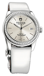 Tudor Glamour Date Srebrny/Skóra Ø36 mm 55020-SIDWPLS
