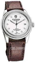Tudor Glamour Date Biały/Skóra Ø36 mm 55020-WDIDBRJLS
