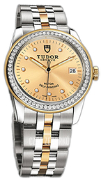 Tudor Glamour Date Szampański/18 karatowe żółte złoto Ø36 mm 55023-68053-CHDIDSTL