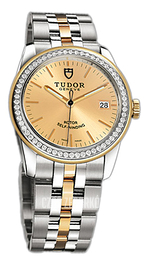 Tudor Glamour Date Szampański/18 karatowe żółte złoto Ø36 mm 55023-68053-CHIDSTL