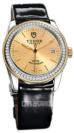 Tudor Glamour Date Szampański/Skóra Ø36 mm 55023-CHIDBPLS
