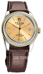 Tudor Glamour Date Szampański/Skóra Ø36 mm 55023-CHIDBRJLS