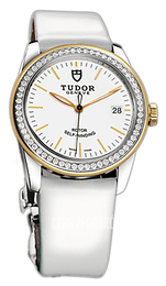 Tudor Glamour Date Biały/Skóra Ø36 mm 55023-WIDWPLS