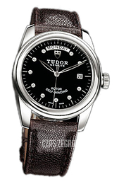Tudor Glamour Day-Date Czarny/Skóra Ø39 mm 56000-BDIDBRJLS