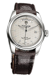 Tudor Glamour Day-Date Srebrny/Skóra Ø39 mm 56000-SDIDBRJLSP