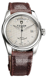 Tudor Glamour Day-Date Srebrny/Skóra Ø39 mm 56000-SDIDBRNJLSP