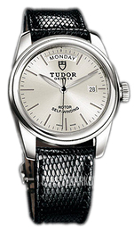 Tudor Glamour Day-Date Srebrny/Skóra Ø39 mm 56000-SIDBLZS