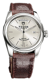Tudor Glamour Day-Date Srebrny/Skóra Ø39 mm 56000-SIDBRNJLS