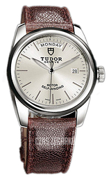 Tudor Glamour Day-Date Srebrny/Skóra Ø39 mm 56010N-SIDBRNJLS