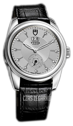 Tudor Glamour Double Date Srebrny/Skóra Ø42 mm 57000-SDIDSBLS