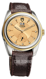 Tudor Glamour Double Date Szampański/Skóra Ø42 mm 57003-CHDIDBRJLSGD