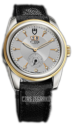 Tudor Glamour Double Date Srebrny/Skóra Ø42 mm 57003-SDIDBJLSGD