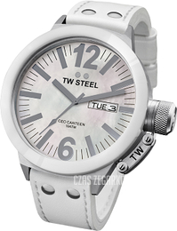 TW Steel Ceo Canteen Biały/Skóra Ø45 mm CE1037