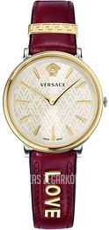 Versace V Circle Srebrny/Skóra Ø38 mm VBP020017