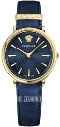 Versace V Circle Niebieski/Skóra Ø38 mm VE8100419
