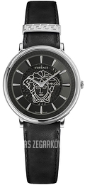 Versace V Circle Czarny/Skóra Ø38 mm VE8102619