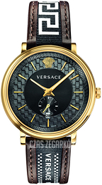 Versace V Circle Czarny/Tkanina Ø42 mm VEBQ01619