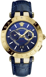 Versace V Race Niebieski/Skóra Ø46 mm VEBV00219