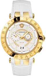 Versace V Race Srebrny/Skóra Ø46 mm VEBV00319