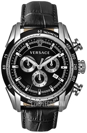 Versace V Ray Chrono Czarny/Skóra Ø44 mm VEDB00118