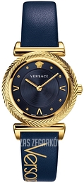 Versace V Motif Niebieski/Skóra Ø36 mm VERE00218