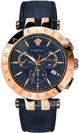 Versace V Race Niebieski/Skóra Ø42 mm VERQ00120
