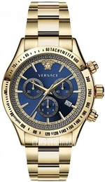 Versace Chrono Classic Niebieski/Stal w odcieniu złota Ø43 mm VEV700619
