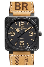Bell & Ross Aviation Czarny/Skóra 46x46 mm BR 01-92 Heritage