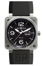 Bell & Ross Aviation Czarny/Guma 46x46 mm BR 01-96 Grande Date