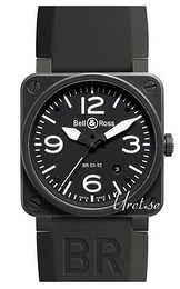 Bell & Ross Aviation Czarny/Guma 42x42 mm BR 03-92 Carbon
