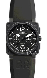 Bell & Ross Aviation Czarny/Guma 42x42 mm BR 03-94 Carbon