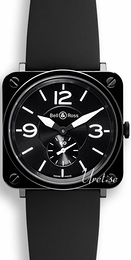 Bell & Ross Aviation Czarny/Guma 39x39 mm BR S Black Ceramic Rubber
