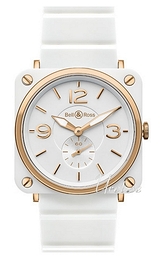 Bell & Ross Aviation Biały/Guma 39x39 mm BR S Pink Gold And White Ceramic